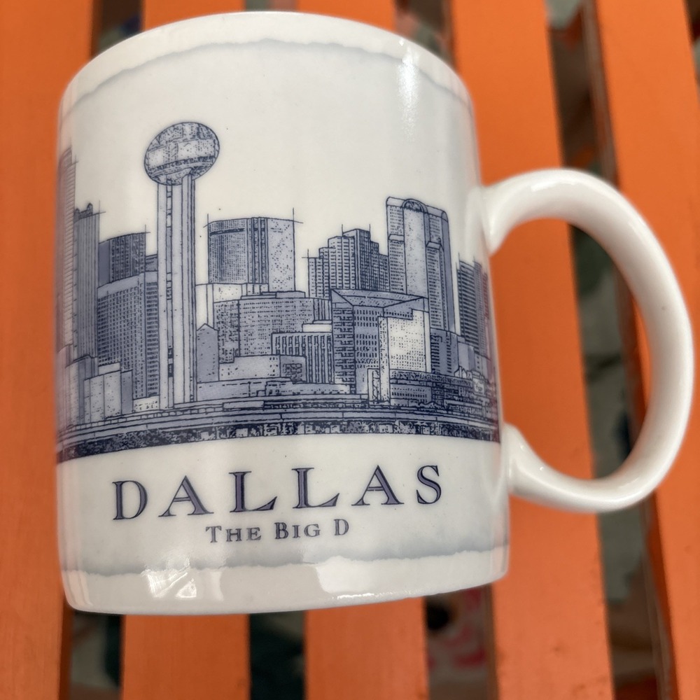 Starbucks 2006 Dallas blue & white Skyline Big D Architect Mug 18oz